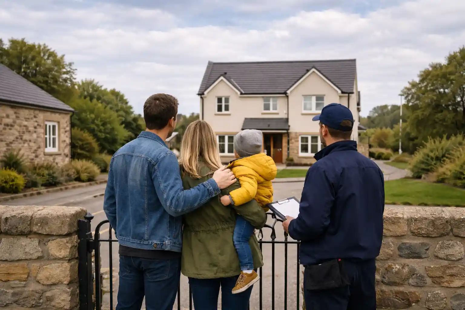 Fife homeowners discussing building and landscaping project with Paveway specialist
